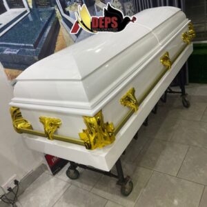 White & Gold Handle Casket